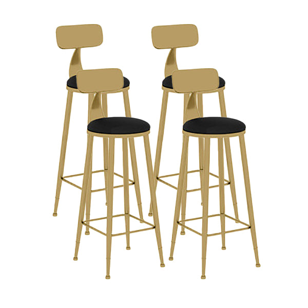 Nordic Glam Style Bar Stool Round Counter Bar Stool with Metal Legs