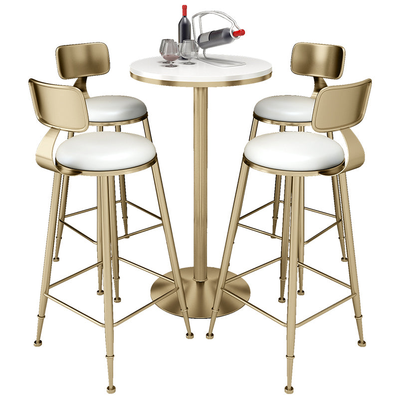 Nordic Glam Style Bar Stool Round Counter Bar Stool with Metal Legs