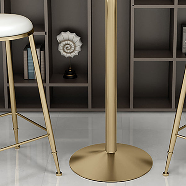 Nordic Glam Style Bar Stool Round Counter Bar Stool with Metal Legs