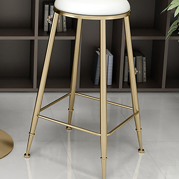 Nordic Glam Style Bar Stool Round Counter Bar Stool with Metal Legs