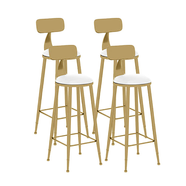 Nordic Glam Style Bar Stool Round Counter Bar Stool with Metal Legs