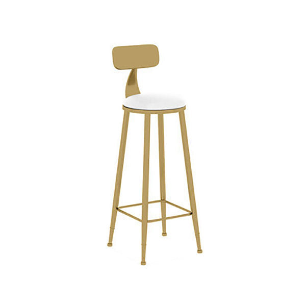 Nordic Glam Style Bar Stool Round Counter Bar Stool with Metal Legs