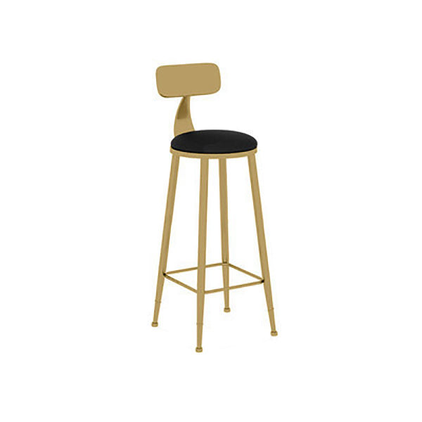 Nordic Glam Style Bar Stool Round Counter Bar Stool with Metal Legs