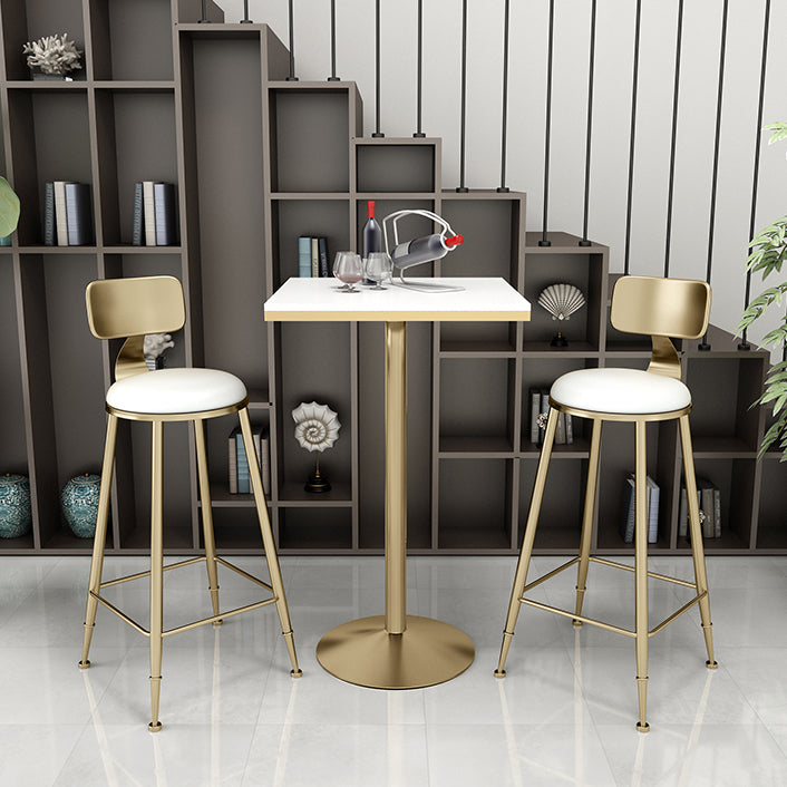 Nordic Glam Style Bar Stool Round Counter Bar Stool with Metal Legs