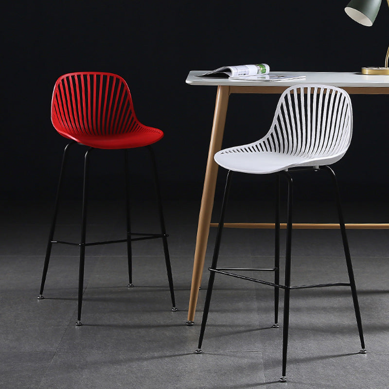 41" Height Backrest Armless Counter Stool Modern Iron Bar Stool with Plastic Cushion