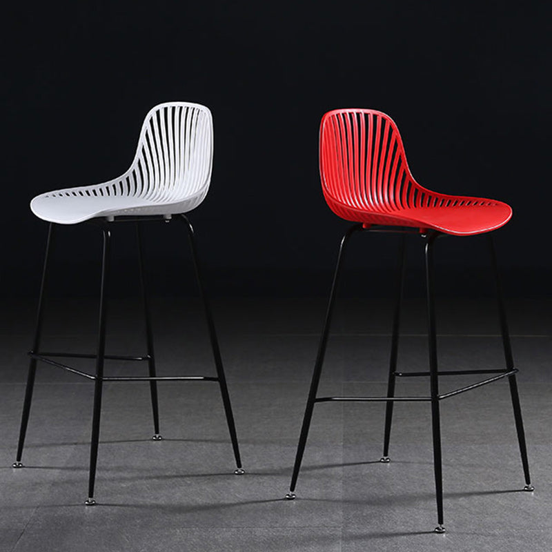 41" Height Backrest Armless Counter Stool Modern Iron Bar Stool with Plastic Cushion