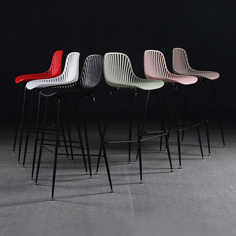 41" Height Backrest Armless Counter Stool Modern Iron Bar Stool with Plastic Cushion