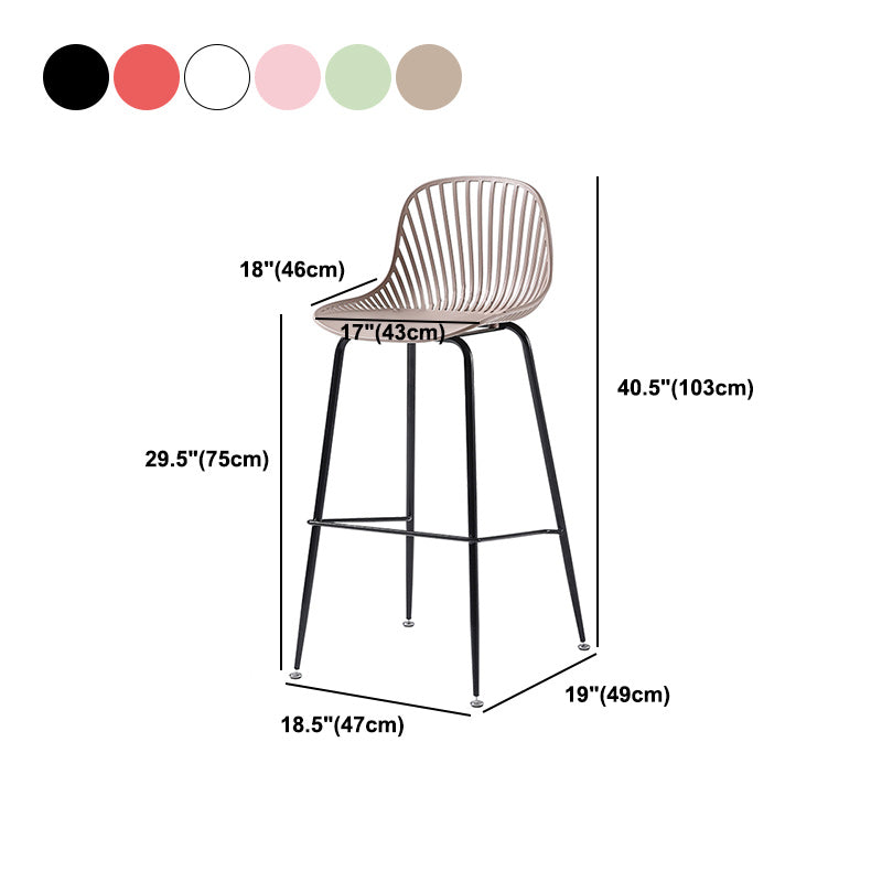 41" Height Backrest Armless Counter Stool Modern Iron Bar Stool with Plastic Cushion