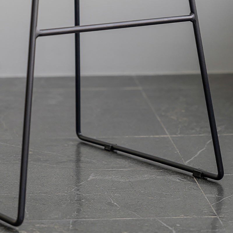 Modern Backrest Armless Counter Stool Iron Bar Stool with Black Metal Base
