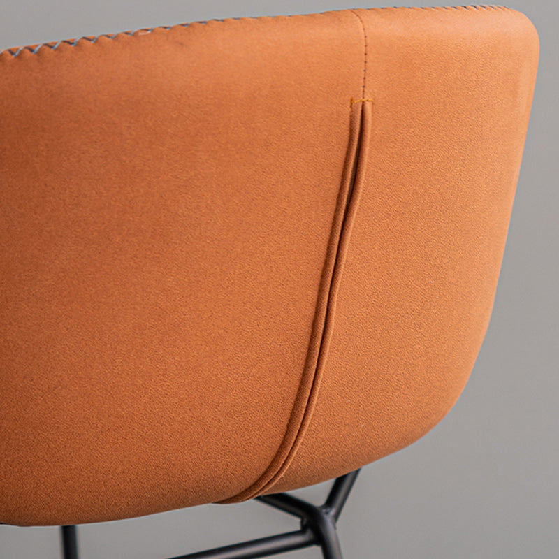 Modern Backrest Armless Counter Stool Iron Bar Stool with Black Metal Base