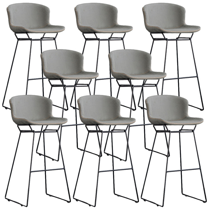 Modern Backrest Armless Counter Stool Iron Bar Stool with Black Metal Base