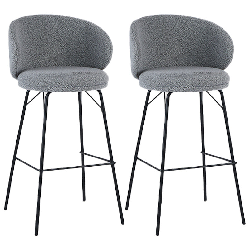Modern Backrest Armless Counter Stool Upholstered Bar Stool with Metal 4 Legs