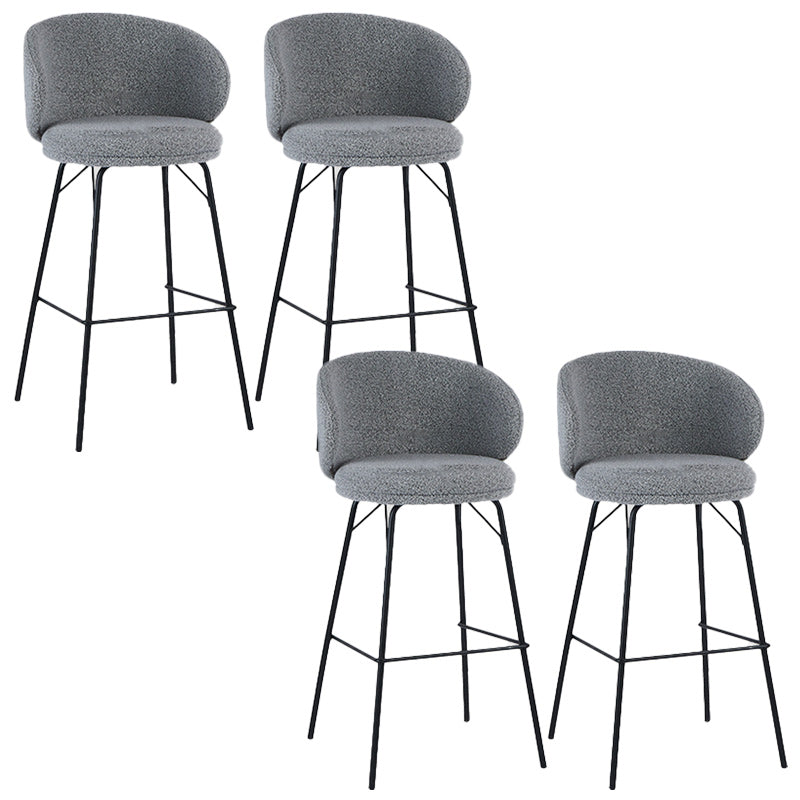 Modern Backrest Armless Counter Stool Upholstered Bar Stool with Metal 4 Legs