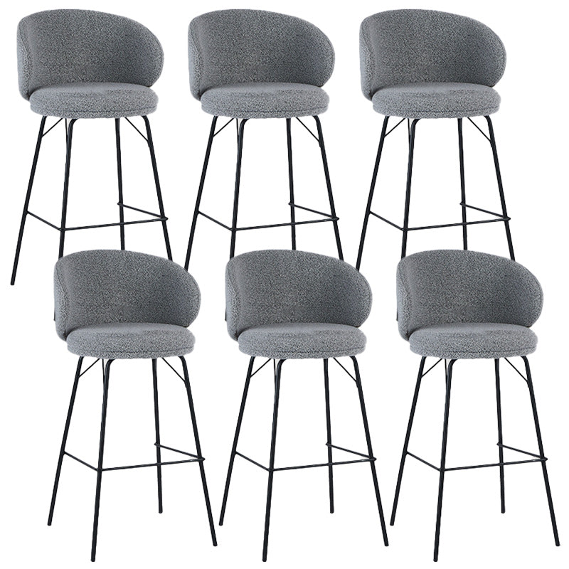 Modern Backrest Armless Counter Stool Upholstered Bar Stool with Metal 4 Legs