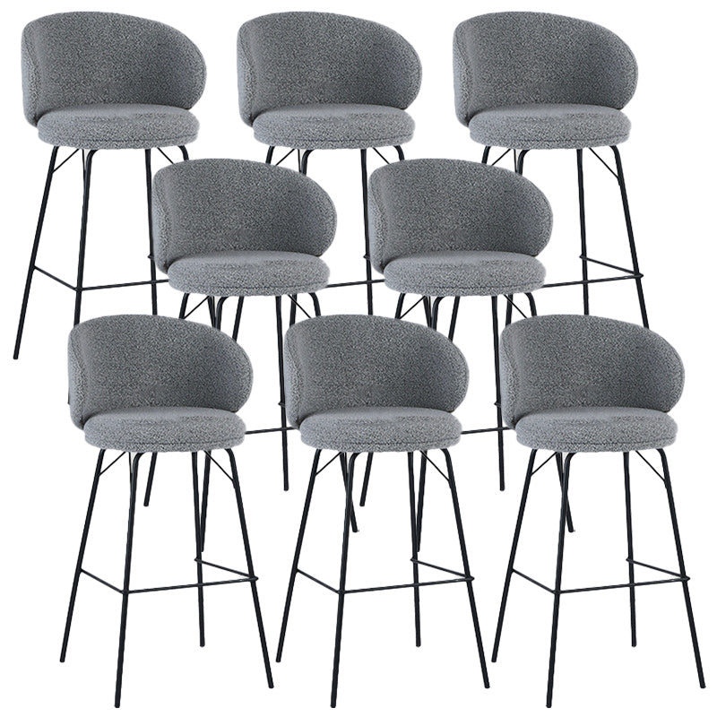 Modern Backrest Armless Counter Stool Upholstered Bar Stool with Metal 4 Legs