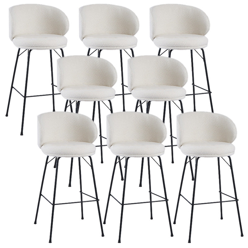 Modern Backrest Armless Counter Stool Upholstered Bar Stool with Metal 4 Legs