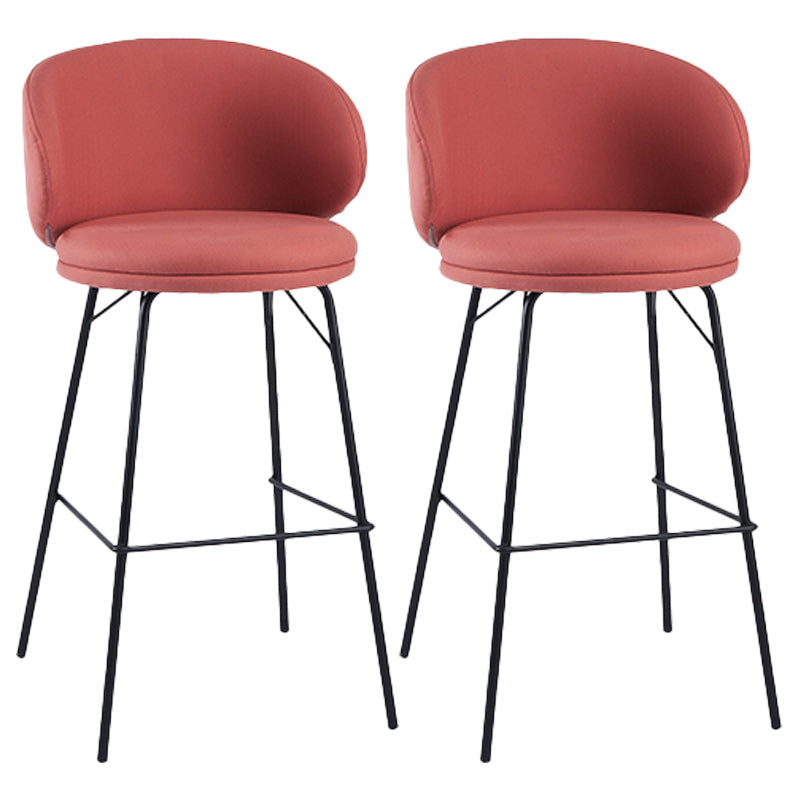 Modern Backrest Armless Counter Stool Upholstered Bar Stool with Metal 4 Legs