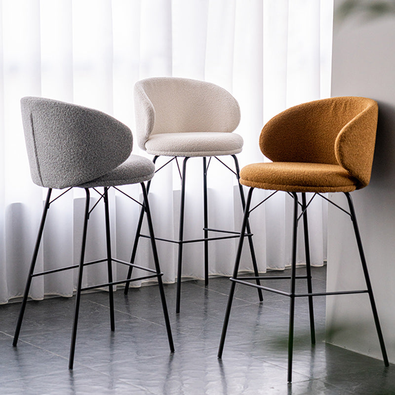 Modern Backrest Armless Counter Stool Upholstered Bar Stool with Metal 4 Legs