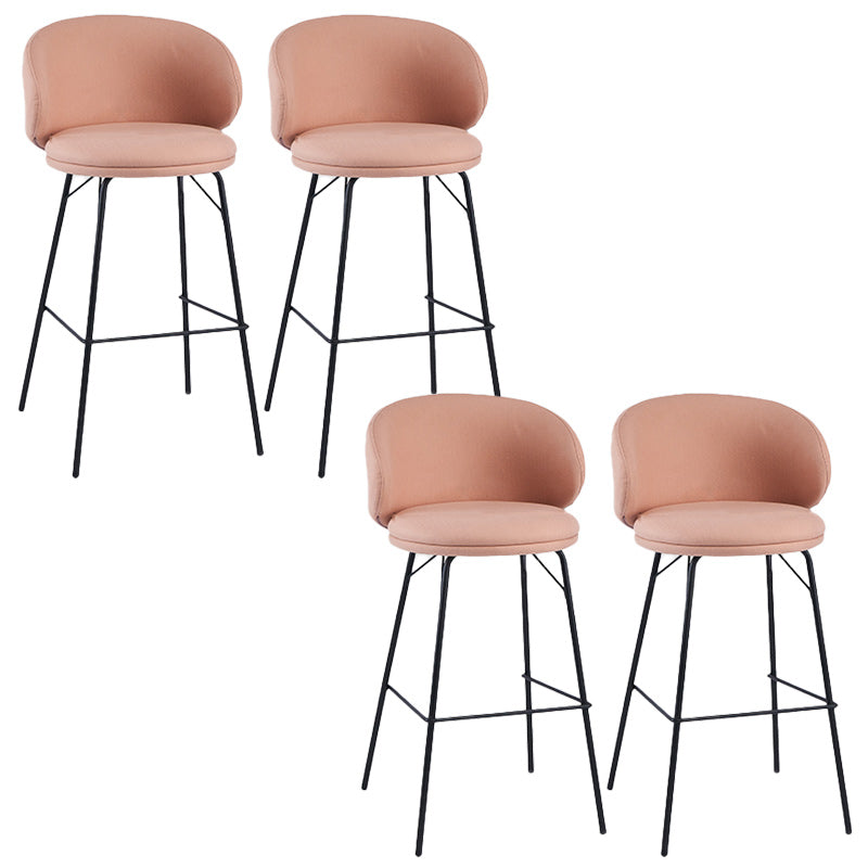 Modern Backrest Armless Counter Stool Upholstered Bar Stool with Metal 4 Legs