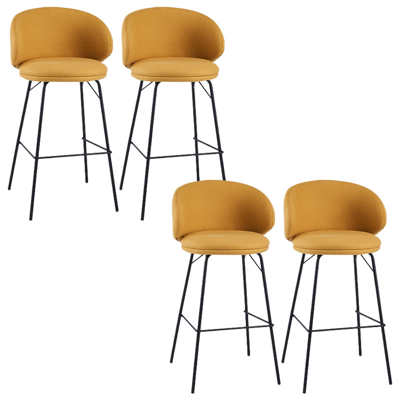 Modern Backrest Armless Counter Stool Upholstered Bar Stool with Metal 4 Legs