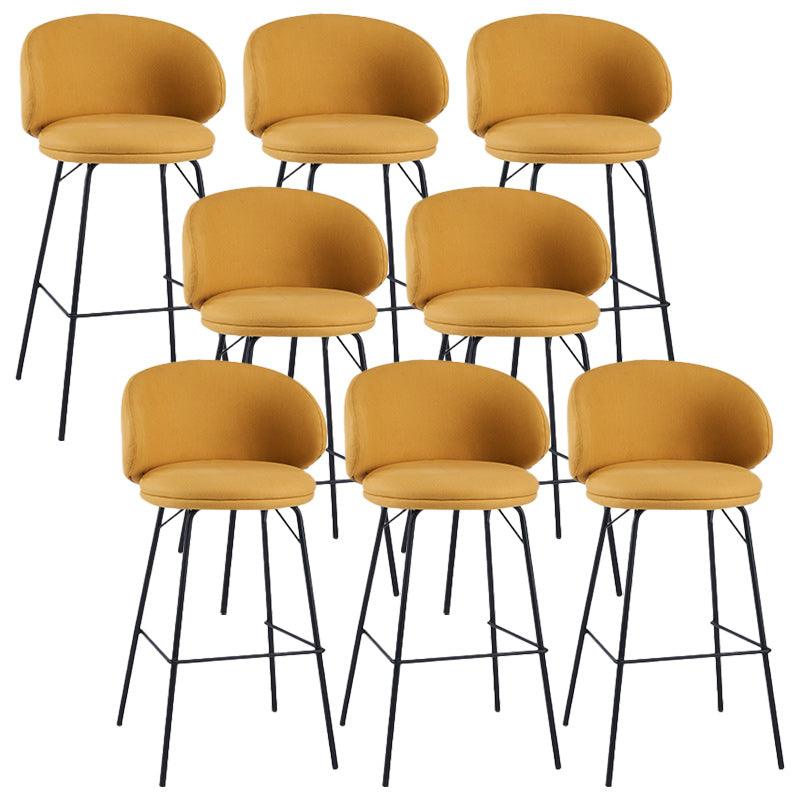Modern Backrest Armless Counter Stool Upholstered Bar Stool with Metal 4 Legs