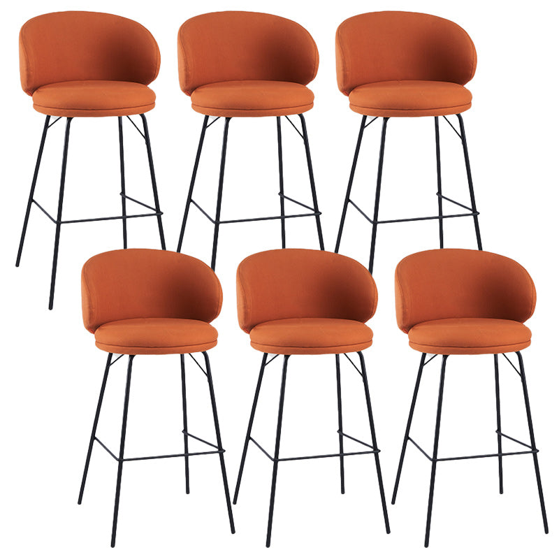 Modern Backrest Armless Counter Stool Upholstered Bar Stool with Metal 4 Legs