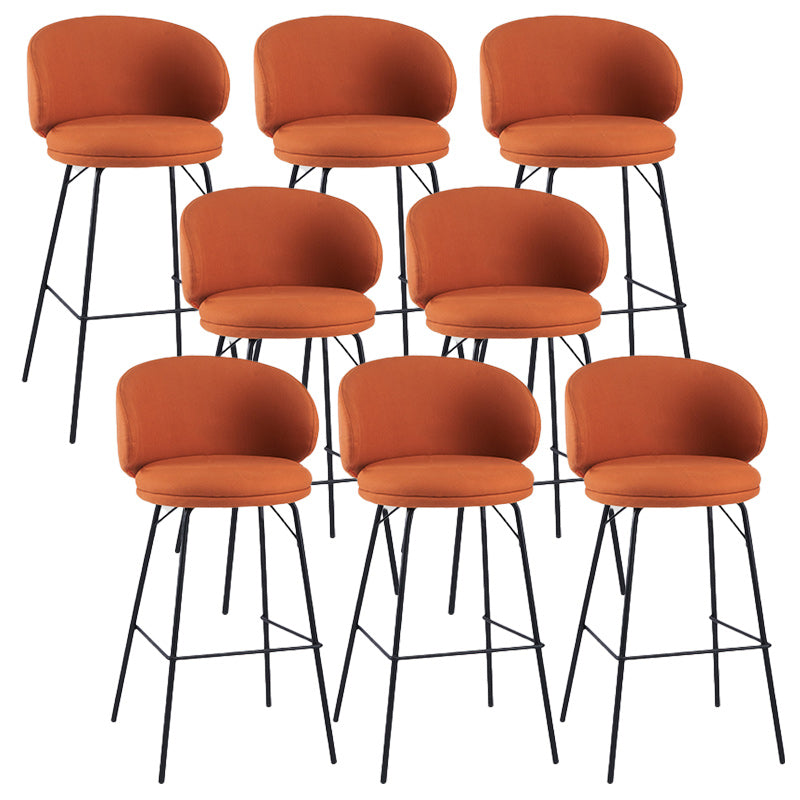 Modern Backrest Armless Counter Stool Upholstered Bar Stool with Metal 4 Legs