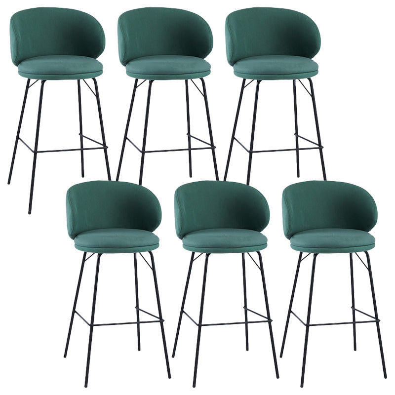 Modern Backrest Armless Counter Stool Upholstered Bar Stool with Metal 4 Legs