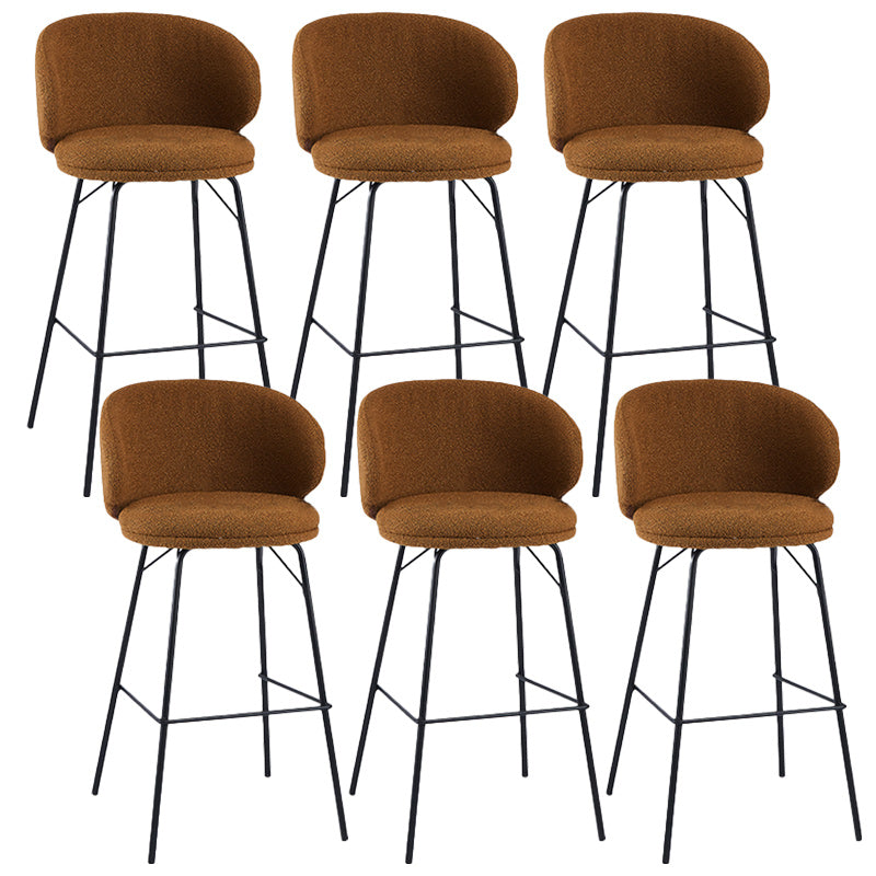 Modern Backrest Armless Counter Stool Upholstered Bar Stool with Metal 4 Legs