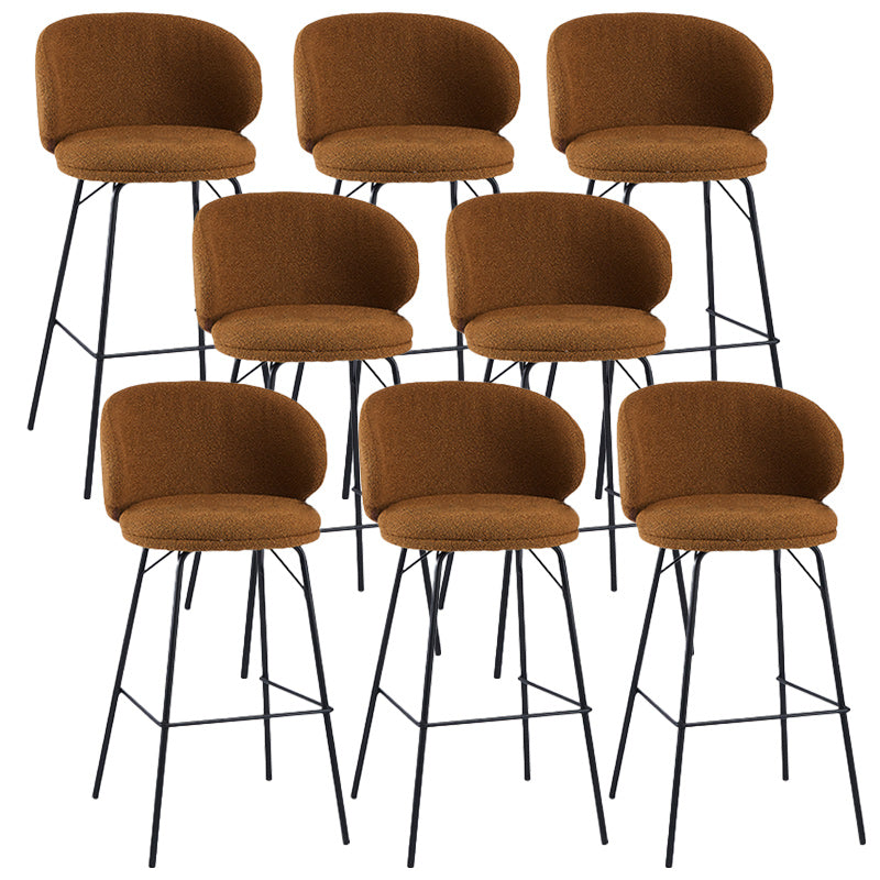 Modern Backrest Armless Counter Stool Upholstered Bar Stool with Metal 4 Legs