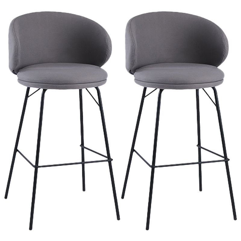 Modern Backrest Armless Counter Stool Upholstered Bar Stool with Metal 4 Legs