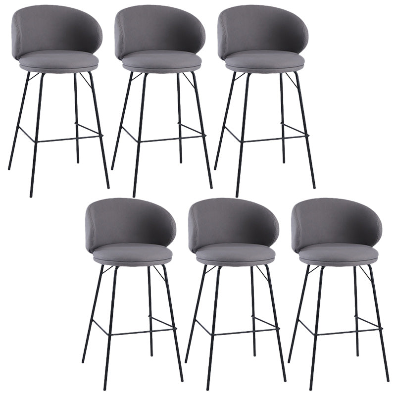 Modern Backrest Armless Counter Stool Upholstered Bar Stool with Metal 4 Legs
