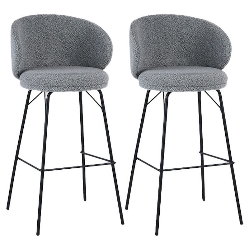 Modern Backrest Armless Counter Stool Upholstered Bar Stool with Metal 4 Legs