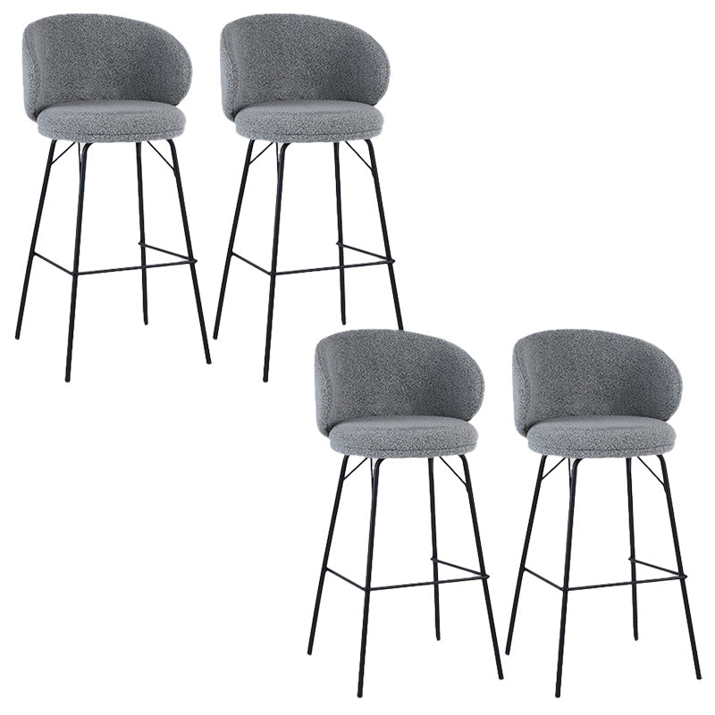 Modern Backrest Armless Counter Stool Upholstered Bar Stool with Metal 4 Legs