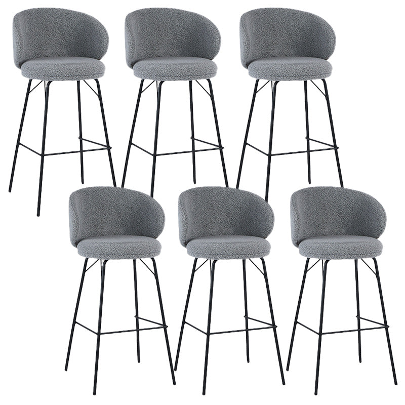 Modern Backrest Armless Counter Stool Upholstered Bar Stool with Metal 4 Legs