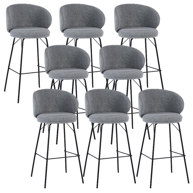 Modern Backrest Armless Counter Stool Upholstered Bar Stool with Metal 4 Legs