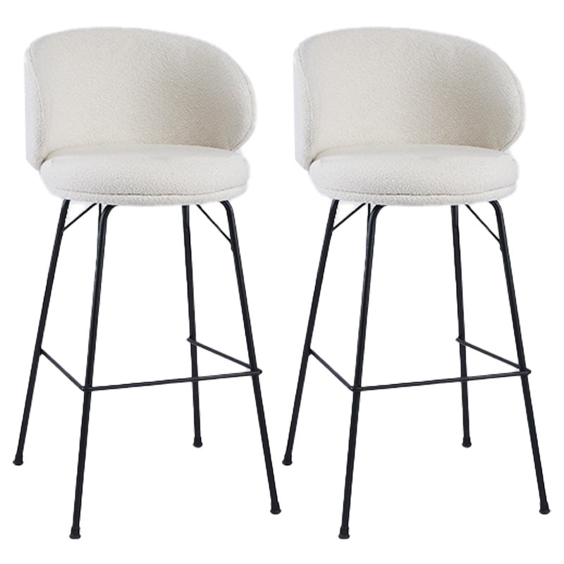 Modern Backrest Armless Counter Stool Upholstered Bar Stool with Metal 4 Legs