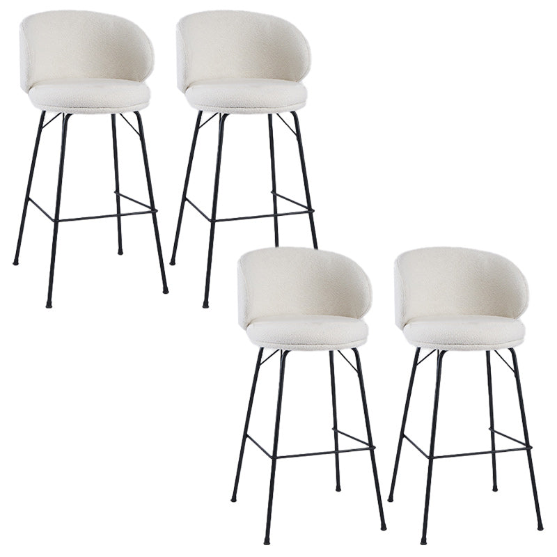 Modern Backrest Armless Counter Stool Upholstered Bar Stool with Metal 4 Legs