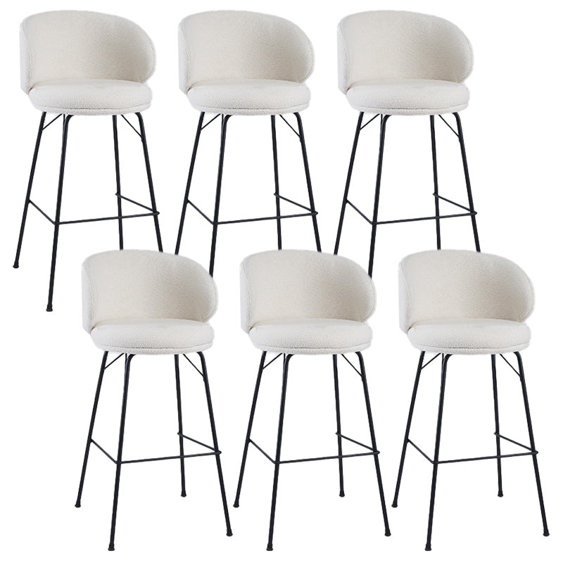 Modern Backrest Armless Counter Stool Upholstered Bar Stool with Metal 4 Legs