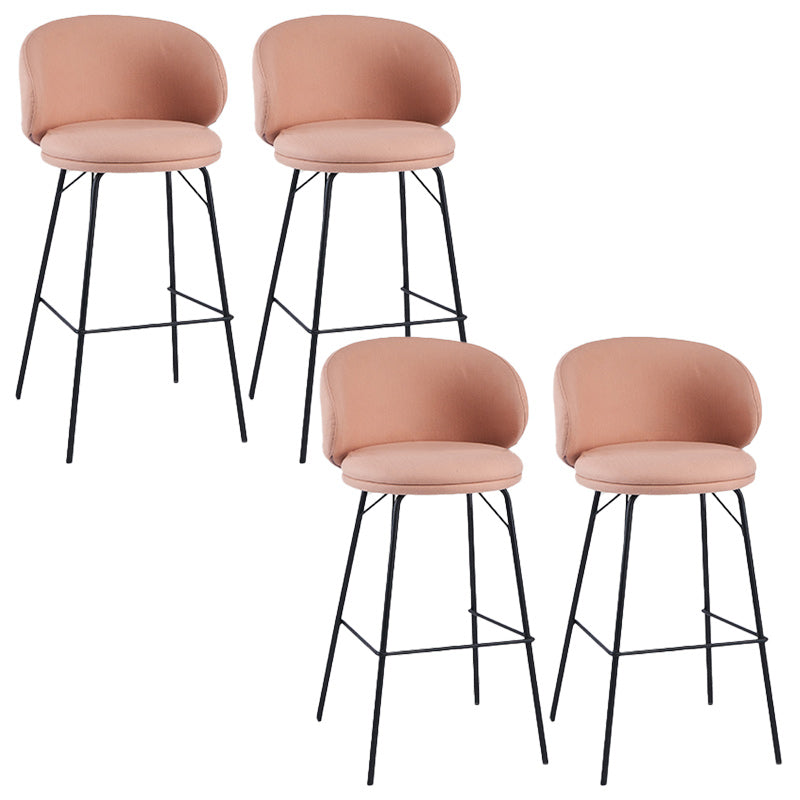 Modern Backrest Armless Counter Stool Upholstered Bar Stool with Metal 4 Legs