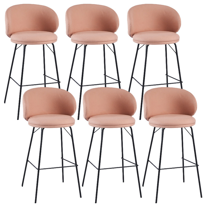 Modern Backrest Armless Counter Stool Upholstered Bar Stool with Metal 4 Legs