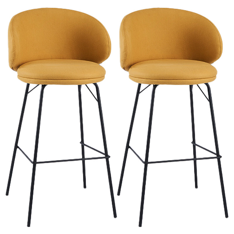 Modern Backrest Armless Counter Stool Upholstered Bar Stool with Metal 4 Legs