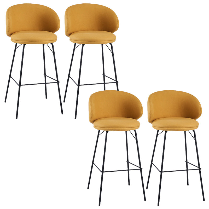 Modern Backrest Armless Counter Stool Upholstered Bar Stool with Metal 4 Legs