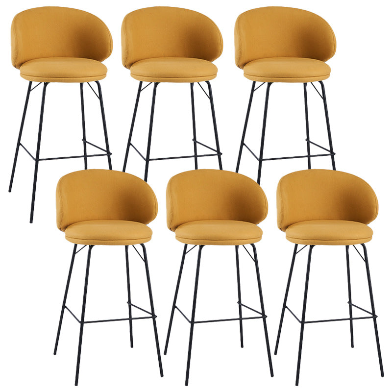 Modern Backrest Armless Counter Stool Upholstered Bar Stool with Metal 4 Legs
