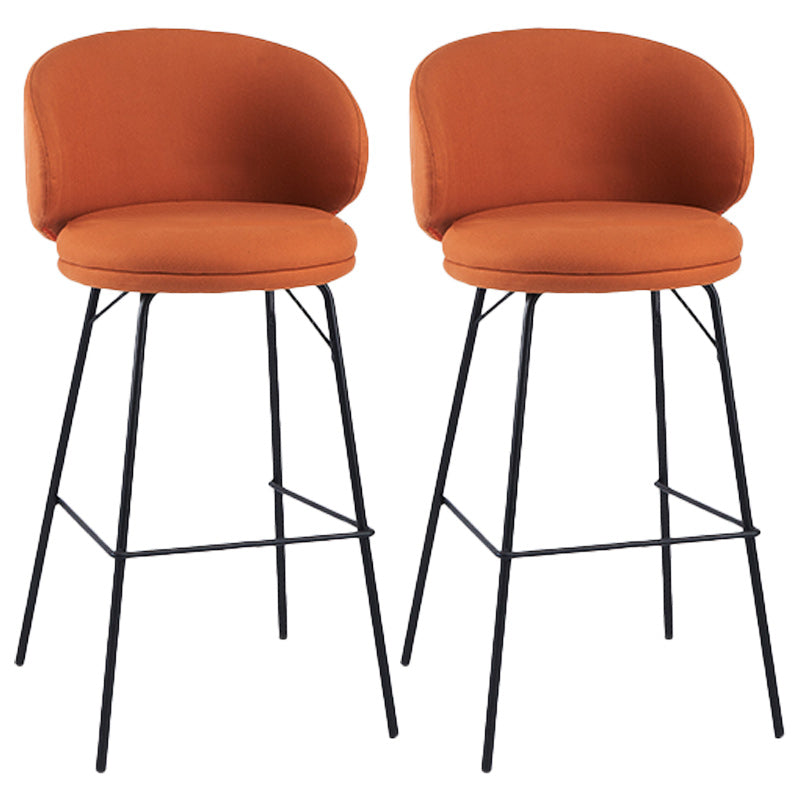 Modern Backrest Armless Counter Stool Upholstered Bar Stool with Metal 4 Legs