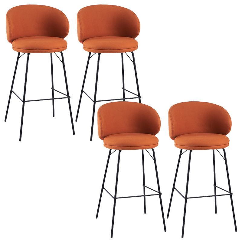 Modern Backrest Armless Counter Stool Upholstered Bar Stool with Metal 4 Legs