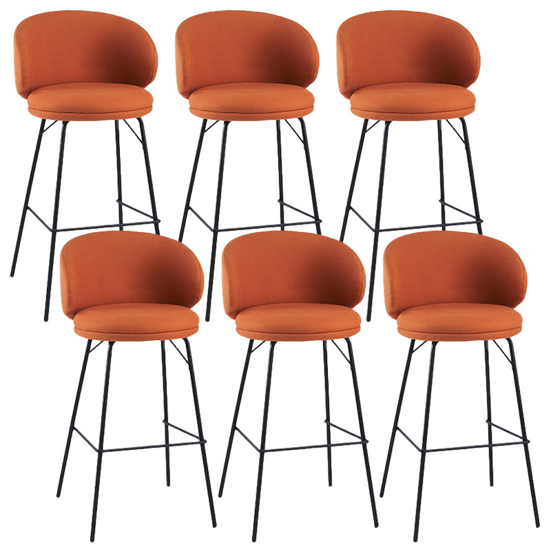 Modern Backrest Armless Counter Stool Upholstered Bar Stool with Metal 4 Legs