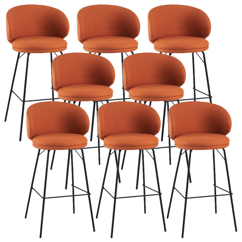 Modern Backrest Armless Counter Stool Upholstered Bar Stool with Metal 4 Legs