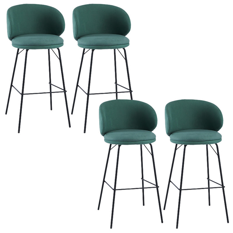 Modern Backrest Armless Counter Stool Upholstered Bar Stool with Metal 4 Legs