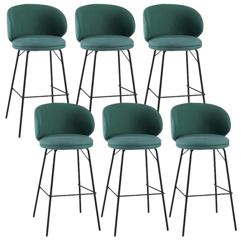 Modern Backrest Armless Counter Stool Upholstered Bar Stool with Metal 4 Legs